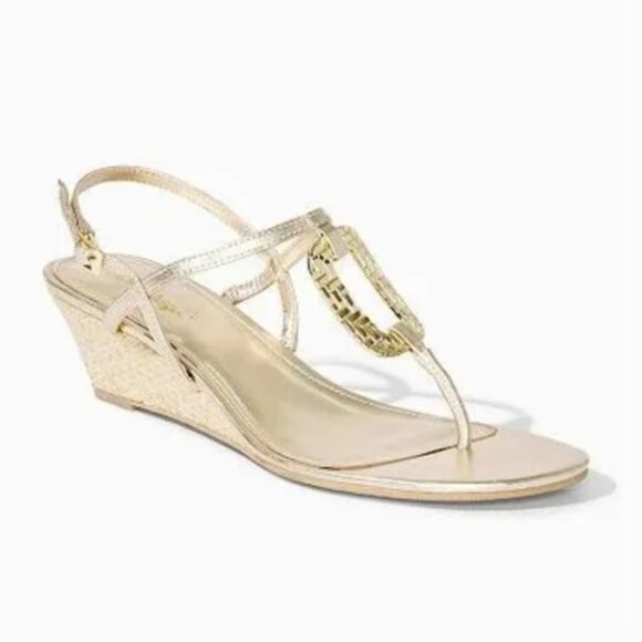 Lilly Pulitzer Good As Gold Wedge Size 8 - Picture 1 of 8